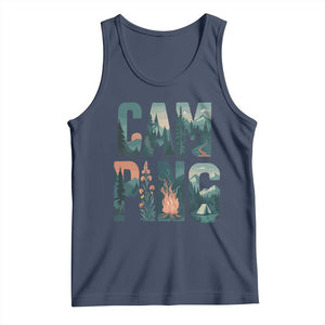 Camping Nature Adventure Campfire Tent Mountains Tank Top TS11 Navy Print Your Wear