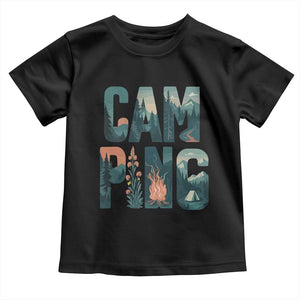 Camping Nature Adventure Campfire Tent Mountains Toddler T Shirt TS11 Black Print Your Wear