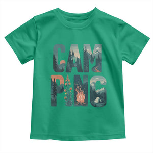 Camping Nature Adventure Campfire Tent Mountains Toddler T Shirt TS11 Irish Green Print Your Wear