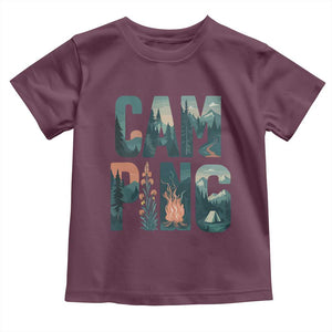Camping Nature Adventure Campfire Tent Mountains Toddler T Shirt TS11 Maroon Print Your Wear