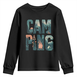Camping Nature Adventure Campfire Tent Mountains Youth Sweatshirt TS11 Black Print Your Wear