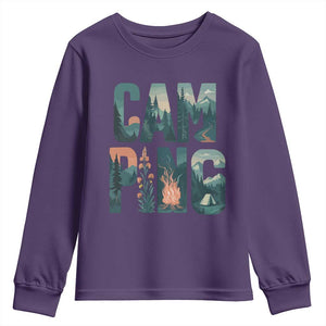 Camping Nature Adventure Campfire Tent Mountains Youth Sweatshirt TS11 Purple Print Your Wear