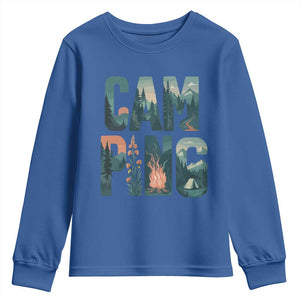 Camping Nature Adventure Campfire Tent Mountains Youth Sweatshirt TS11 Royal Blue Print Your Wear