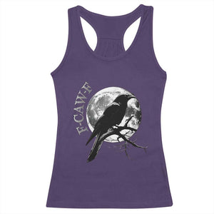 Funny F Caw F Racerback Tank Top Black Crow Moon Gothic Adult Humor TS11 Purple Print Your Wear