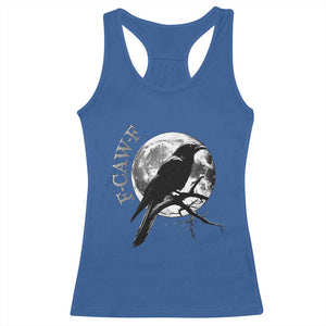 Funny F Caw F Racerback Tank Top Black Crow Moon Gothic Adult Humor TS11 Royal Blue Print Your Wear
