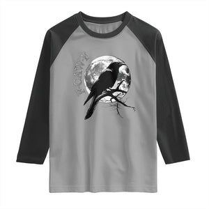 Funny F Caw F Raglan Shirt Black Crow Moon Gothic Adult Humor TS11 Sport Gray Black Print Your Wear