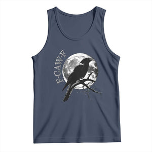 Funny F Caw F Tank Top Black Crow Moon Gothic Adult Humor TS11 Navy Print Your Wear