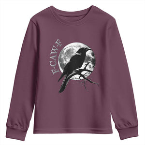 Funny F Caw F Youth Sweatshirt Black Crow Moon Gothic Adult Humor TS11 Maroon Print Your Wear