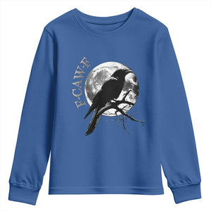 Funny F Caw F Youth Sweatshirt Black Crow Moon Gothic Adult Humor TS11 Royal Blue Print Your Wear
