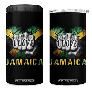 Jamaica One Love 4 in 1 Can Cooler Tumbler Rasta Reggae Punching Hand Jamaican Flag TS11 One Size: 16 oz Black Print Your Wear