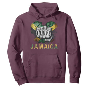 Jamaica One Love Hoodie Rasta Reggae Punching Hand Jamaican Flag TS11 Maroon Print Your Wear