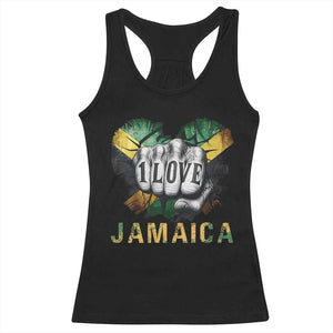 Jamaica One Love Racerback Tank Top Rasta Reggae Punching Hand Jamaican Flag TS11 Black Print Your Wear