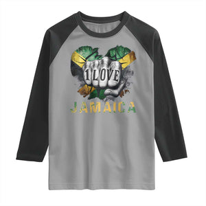 Jamaica One Love Raglan Shirt Rasta Reggae Punching Hand Jamaican Flag TS11 Sport Gray Black Print Your Wear