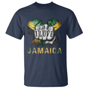 Jamaica One Love T Shirt Rasta Reggae Punching Hand Jamaican Flag TS11 Navy Print Your Wear