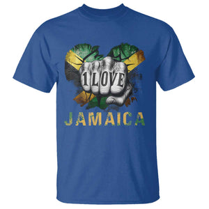 Jamaica One Love T Shirt Rasta Reggae Punching Hand Jamaican Flag TS11 Royal Blue Print Your Wear