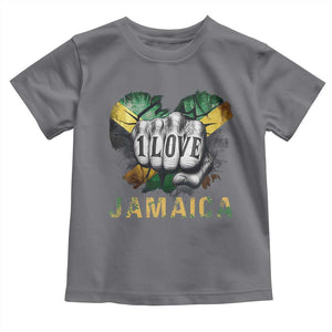 Jamaica One Love Toddler T Shirt Rasta Reggae Punching Hand Jamaican Flag TS11 Charcoal Print Your Wear