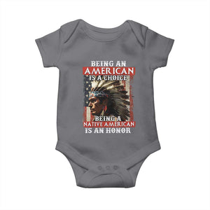 Being An American Is A Choice Being A Native American Is An Honor Baby Onesie USA Flag TS11 Charcoal Print Your Wear