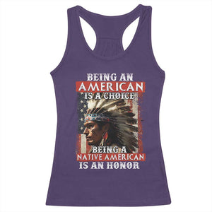 Being An American Is A Choice Being A Native American Is An Honor Racerback Tank Top USA Flag TS11 Purple Print Your Wear