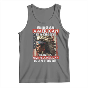 Being An American Is A Choice Being A Native American Is An Honor Tank Top USA Flag TS11 Black Heather Print Your Wear