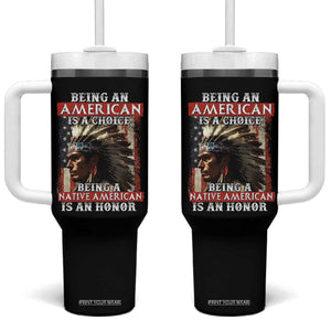 Being An American Is A Choice Being A Native American Is An Honor Tumbler With Handle USA Flag TS11 One Size: 40 oz Black Print Your Wear