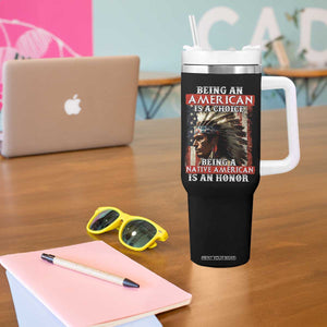 Being An American Is A Choice Being A Native American Is An Honor Tumbler With Handle USA Flag TS11 Print Your Wear