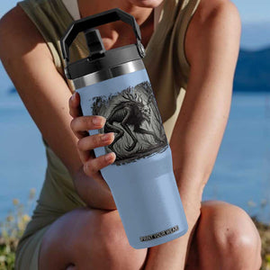 Wendigo Monster Flip Straw Tumbler Skinwalker Night Stroll Cryptid Dark Forest TS11 One Size: 30 oz Light Blue Print Your Wear