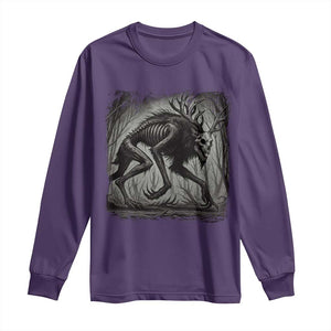 Wendigo Monster Long Sleeve Shirt Skinwalker Night Stroll Cryptid Dark Forest TS11 Purple Print Your Wear