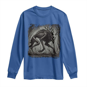 Wendigo Monster Long Sleeve Shirt Skinwalker Night Stroll Cryptid Dark Forest TS11 Royal Blue Print Your Wear