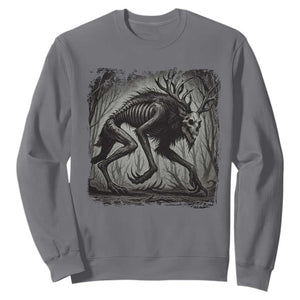 Wendigo Monster Sweatshirt Skinwalker Night Stroll Cryptid Dark Forest TS11 Charcoal Print Your Wear