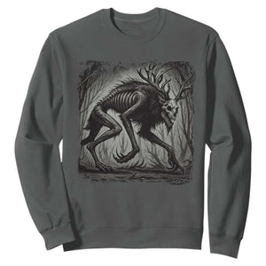 Wendigo Monster Sweatshirt Skinwalker Night Stroll Cryptid Dark Forest TS11 Dark Heather Print Your Wear