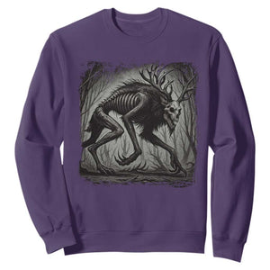 Wendigo Monster Sweatshirt Skinwalker Night Stroll Cryptid Dark Forest TS11 Purple Print Your Wear
