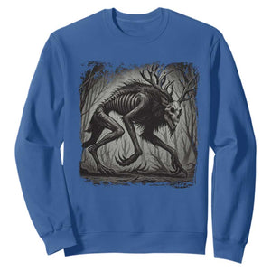 Wendigo Monster Sweatshirt Skinwalker Night Stroll Cryptid Dark Forest TS11 Royal Blue Print Your Wear