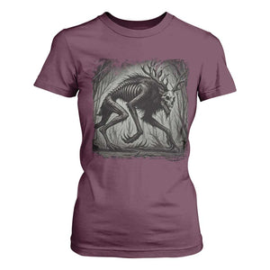 Wendigo Monster T Shirt For Women Skinwalker Night Stroll Cryptid Dark Forest TS11 Maroon Print Your Wear