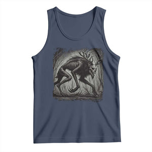 Wendigo Monster Tank Top Skinwalker Night Stroll Cryptid Dark Forest TS11 Navy Print Your Wear