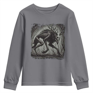 Wendigo Monster Youth Sweatshirt Skinwalker Night Stroll Cryptid Dark Forest TS11 Charcoal Print Your Wear