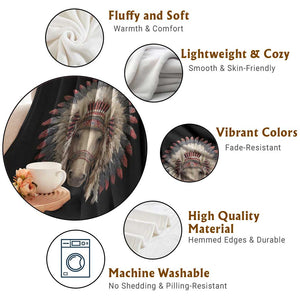 Horse Native American Indigenous Heritage War Bonnet Throw Blanket TS11 Print Your Wear