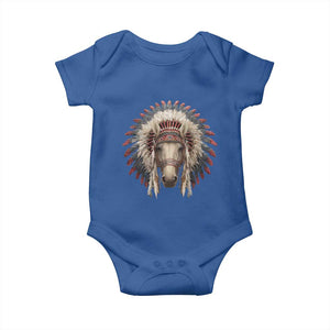 Horse Native American Indigenous Heritage War Bonnet Baby Onesie TS11 Royal Blue Print Your Wear