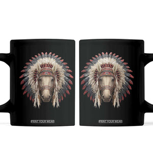 Horse Native American Indigenous Heritage War Bonnet Coffee Mug TS11 Black Print Your Wear