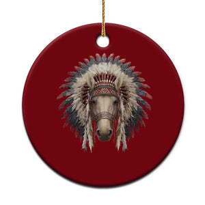 Horse Native American Indigenous Heritage War Bonnet Ceramic Ornament