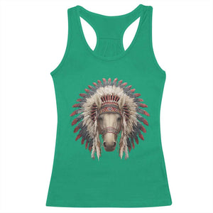 Horse Native American Indigenous Heritage War Bonnet Racerback Tank Top TS11 Irish Green Print Your Wear