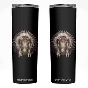 Horse Native American Indigenous Heritage War Bonnet Skinny Tumbler TS11 Black Print Your Wear