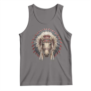 Horse Native American Indigenous Heritage War Bonnet Tank Top TS11 Deep Heather Print Your Wear