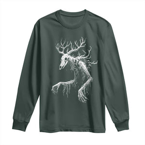 Wendigo Monster Skinwalker Mythical Cryptid Long Sleeve Shirt TS11 Dark Forest Green Print Your Wear