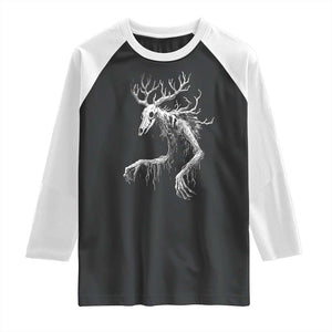 Wendigo Monster Skinwalker Mythical Cryptid Raglan Shirt TS11 Black White Print Your Wear