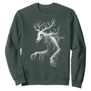 Wendigo Monster Skinwalker Mythical Cryptid Sweatshirt TS11 Dark Forest Green Print Your Wear