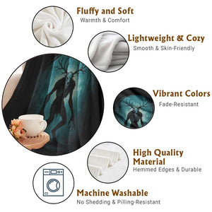 Wendigo Monster Skinwalker Mythical Cryptid Dark Forest Throw Blanket TS11 Print Your Wear