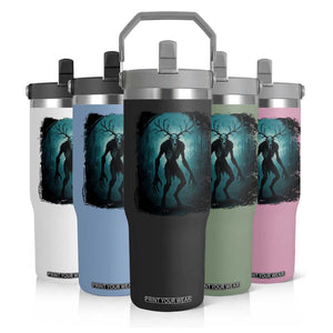Wendigo Monster Skinwalker Mythical Cryptid Dark Forest Flip Straw Tumbler TS11 Print Your Wear