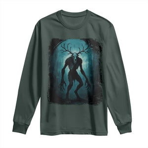 Wendigo Monster Skinwalker Mythical Cryptid Dark Forest Long Sleeve Shirt TS11 Dark Forest Green Print Your Wear