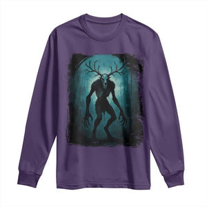 Wendigo Monster Skinwalker Mythical Cryptid Dark Forest Long Sleeve Shirt TS11 Purple Print Your Wear
