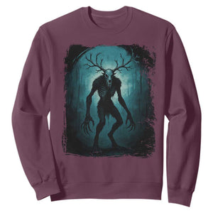 Wendigo Monster Skinwalker Mythical Cryptid Dark Forest Sweatshirt TS11 Maroon Print Your Wear